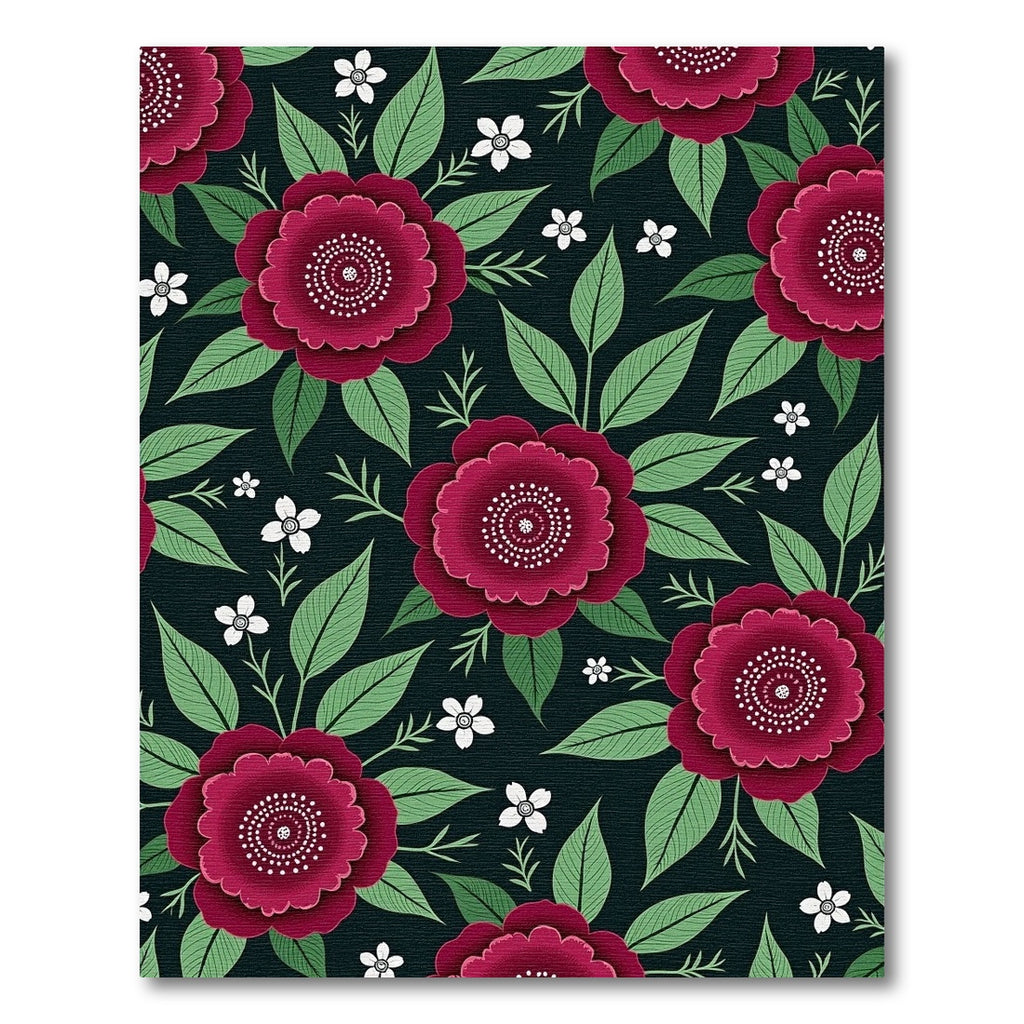 Deep Crimson Rose Assemblage Rug