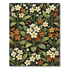 Botanical White and Copper Floral Meadow Rug