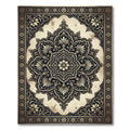 Antique Black Gold Floral Medallion Rug