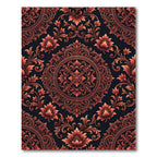 Ornate Crimson Floral Scroll Rug