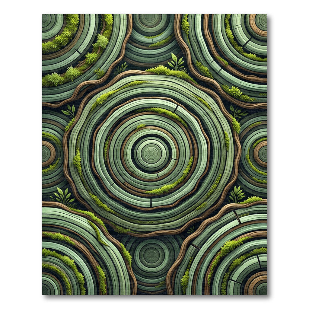 Green Wood Grain Swirls Rug