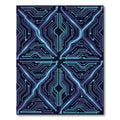 Electric Neon Circuitry Geometric Grid Rug