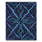 Electric Neon Circuitry Geometric Grid Rug