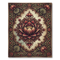 Vintage Maroon Lotus Floral Medallion Rug