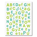 Alphabet Scattered Green Teal Typography Rug