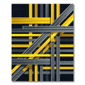 Modern Geometric Yellow Gray Intersecting Beams Rug