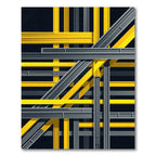 Modern Geometric Yellow Gray Intersecting Beams Rug