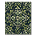Elegant Sage Green Floral Damask Rug