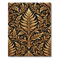 Golden Black Scrollwork Floral Rug