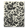 Monochrome Floral Peony Botanical Art Rug