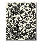 Monochrome Floral Peony Botanical Art Rug
