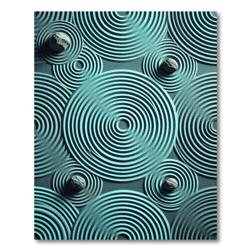 Aqua Ripples Concentric Circles Rug