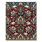 Crimson Blue Golden Floral Canopy Rug