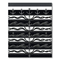 Modern Nautical Anchor Wave Stripe Rug