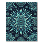 Geometric Teal Celestial Star Medallion Rug