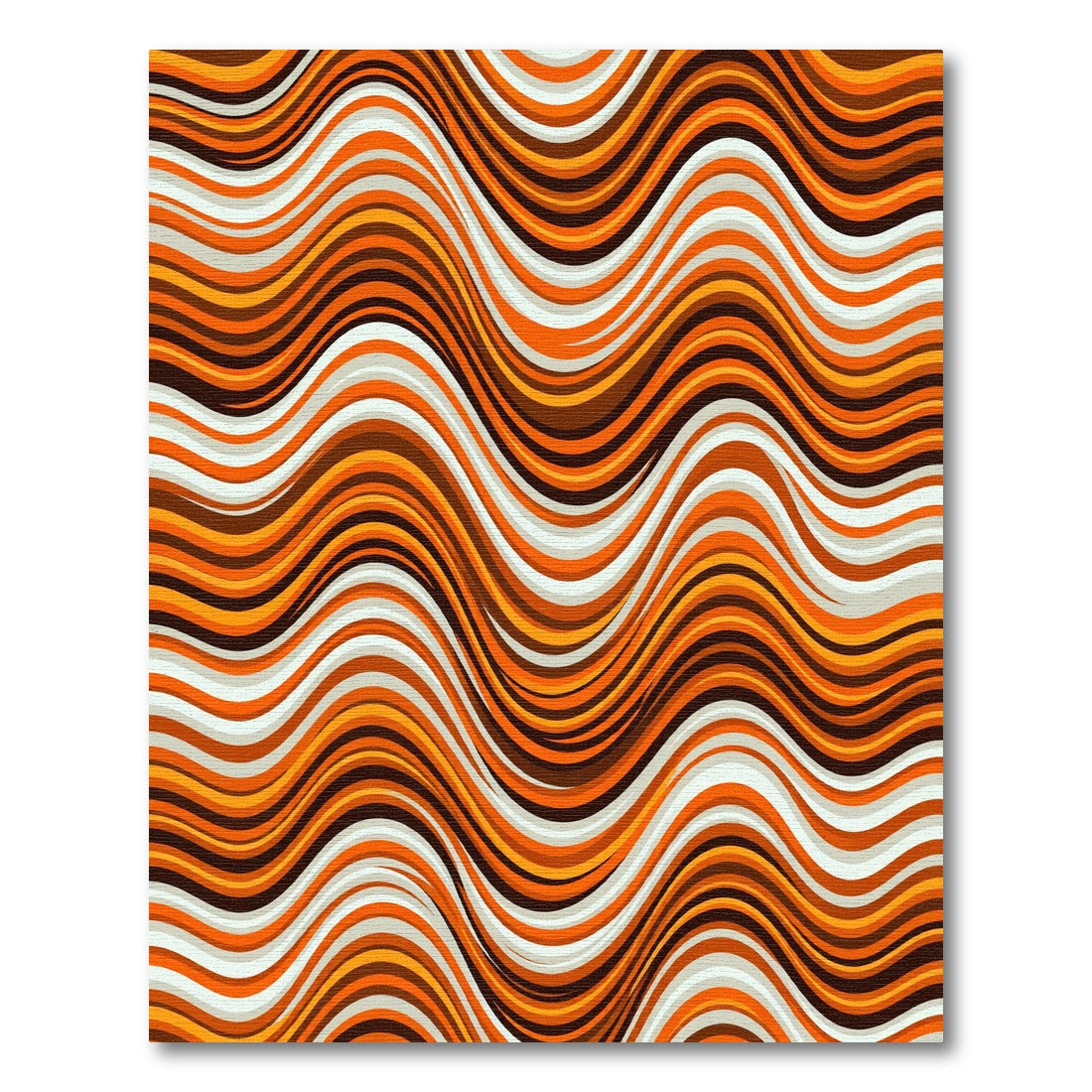 Warm Retro Wavy Terracotta Striped Rug