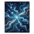 Celestial Blue Swirling Nebula Stars Rug