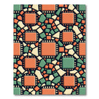 Retro Microchip Geometric Abstract Grid Rug
