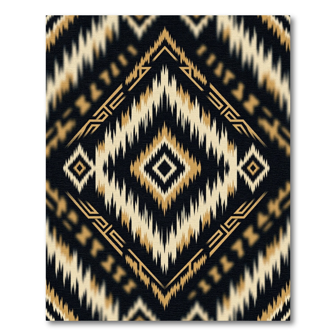 Black Gold Tribal Diamond Medallion Rug