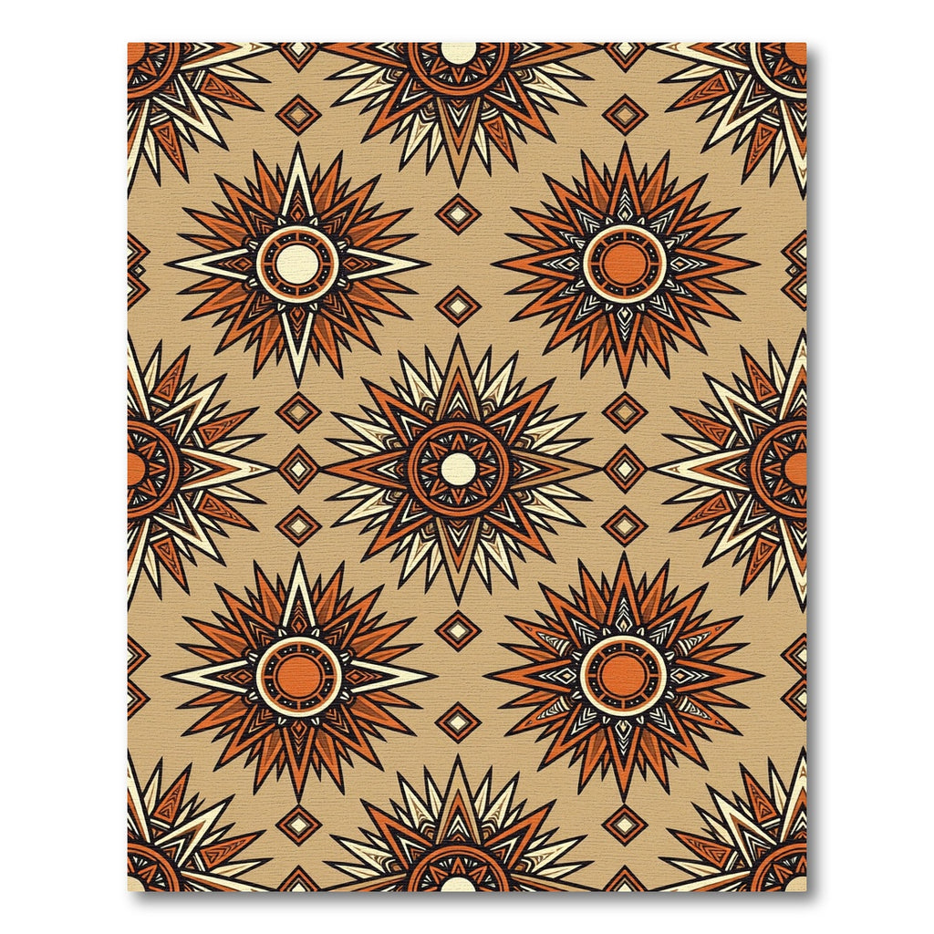 Geometric Sunburst Terracotta Ochre Rug