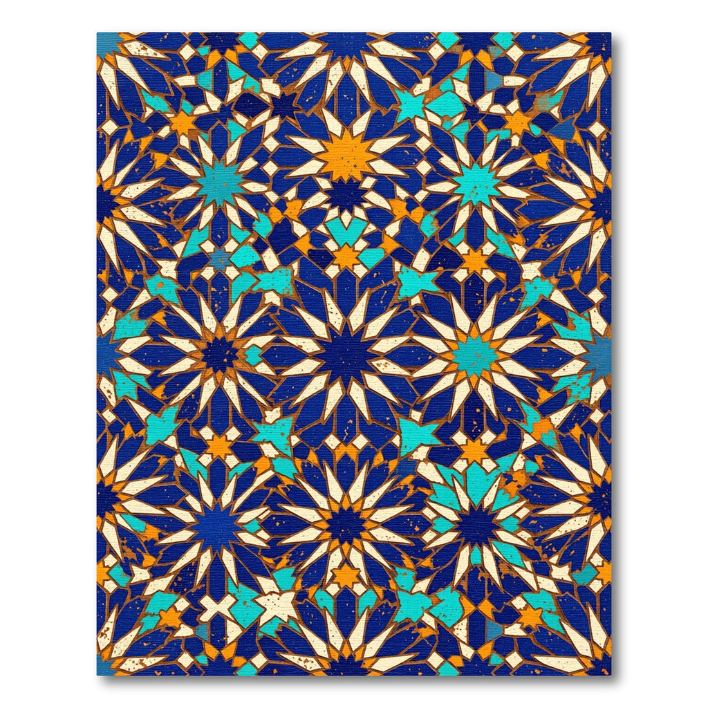 Geometric Cobalt Blue Star Medallion Rug
