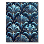 Elegant Blue Golden Art Deco Fan Rug