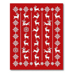 Red White Reindeer Snowflake Stripe Repeat Rug