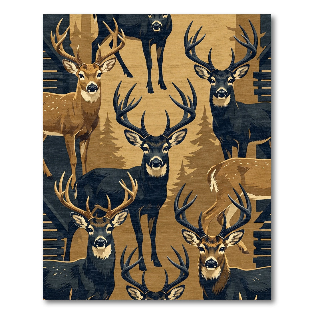Modern Forest Deer Amber Woodland Rug