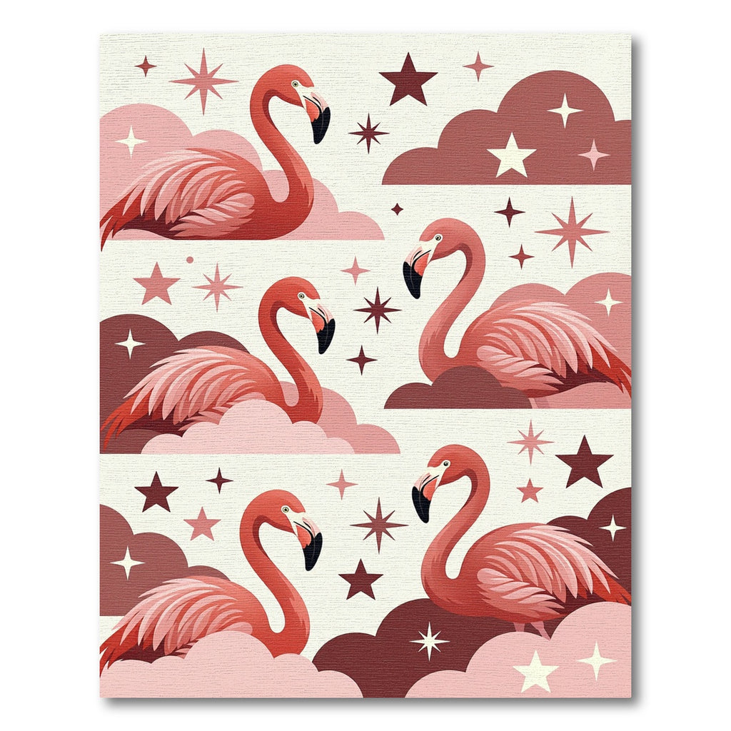 Dreamy Pink Flamingo Celestial Starry Sky Rug