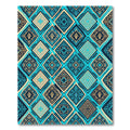 Geometric Blue and Gold Diamond Tile Rug