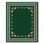 Emerald Green Holly Berry Border Rug