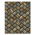 Neutral Tonal Woven Basket Weave Rug