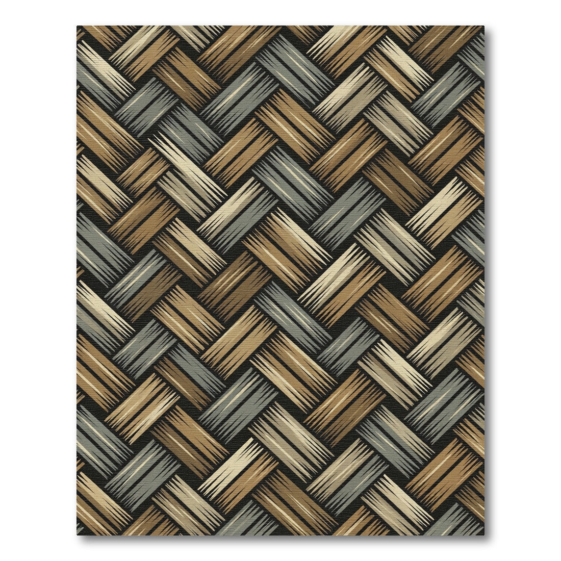 Neutral Tonal Woven Basket Weave Rug