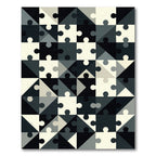 Monochromatic Geometric Jigsaw Puzzle Area Art Rug