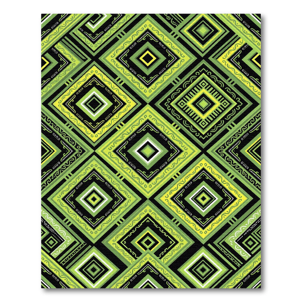 Green Yellow Diamond Geometric Relief Rug