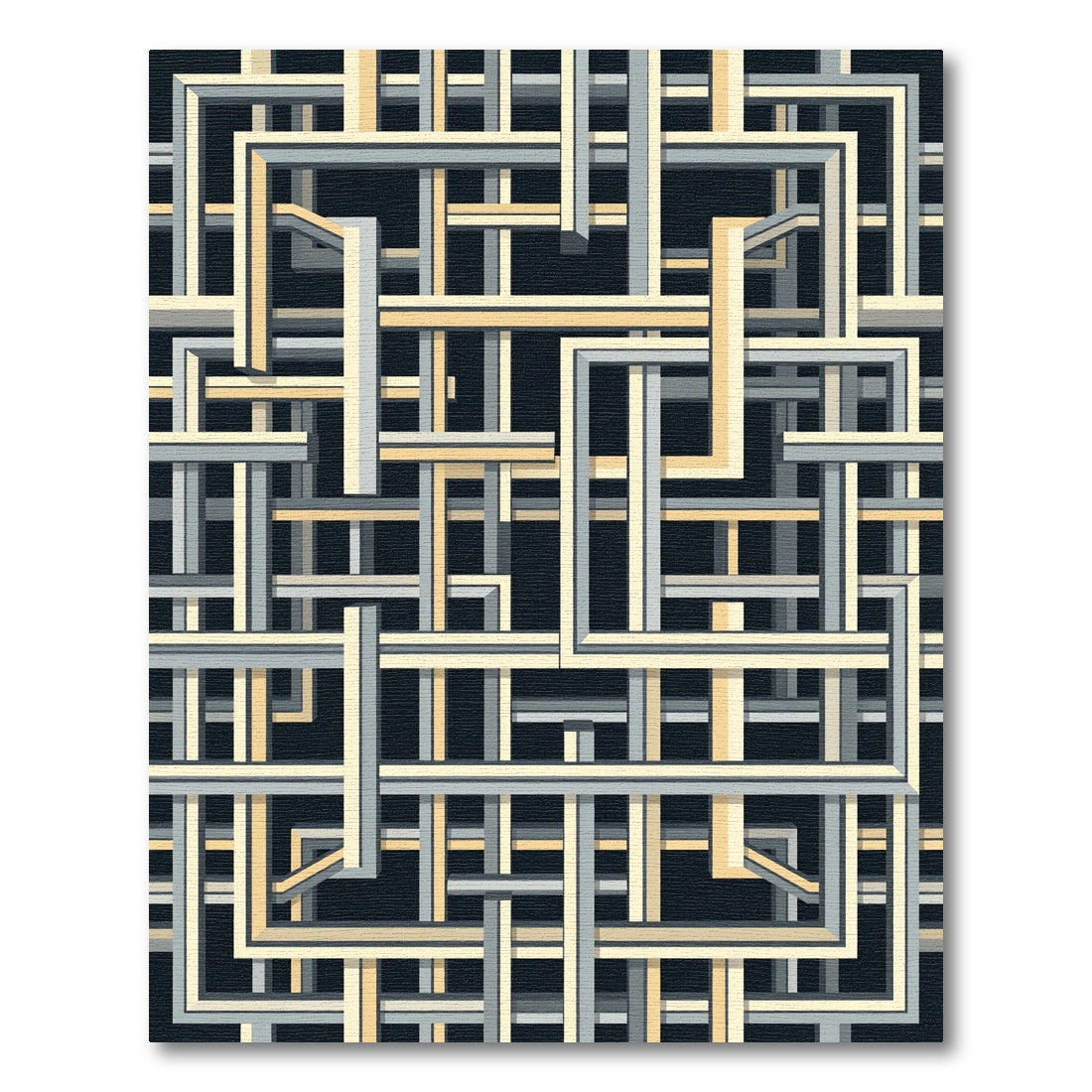 Interlocking Geometric Lines Maze Rug