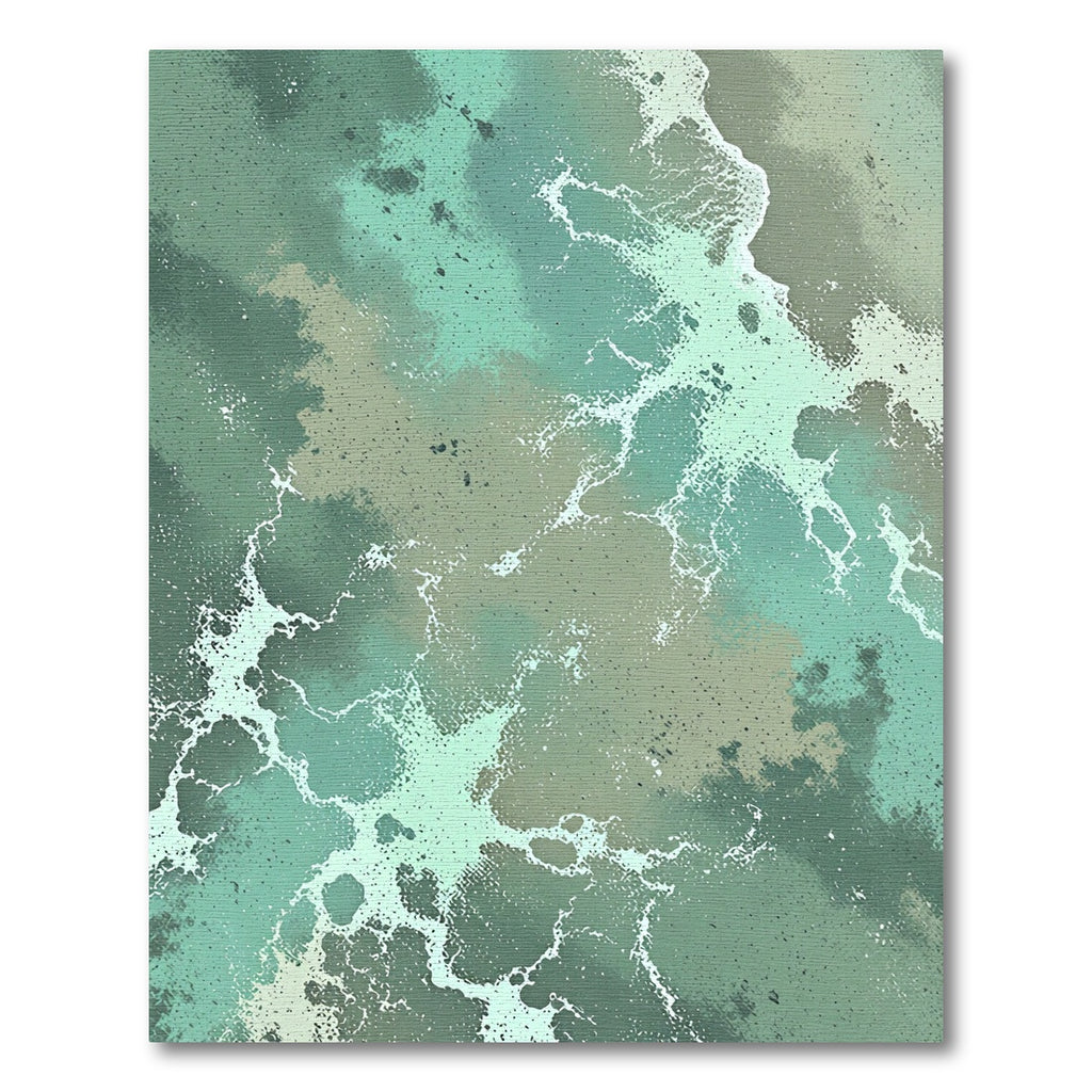Ethereal Seafoam Green Abstract Wave Rug