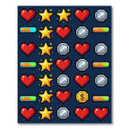 Pixelated Retro Gaming Icon Grid Rug