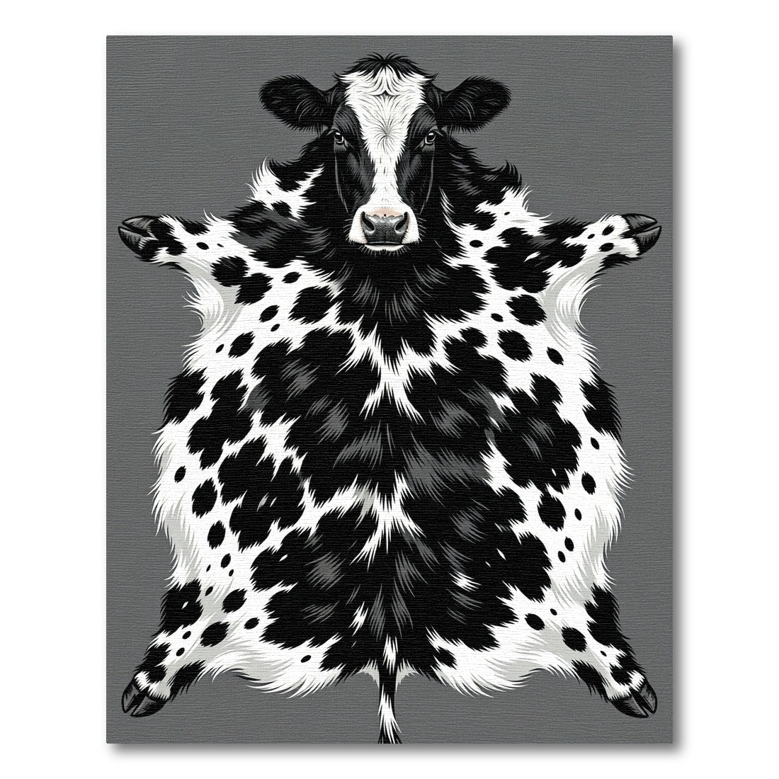 Black and White Spotted Bovine Hide Rug