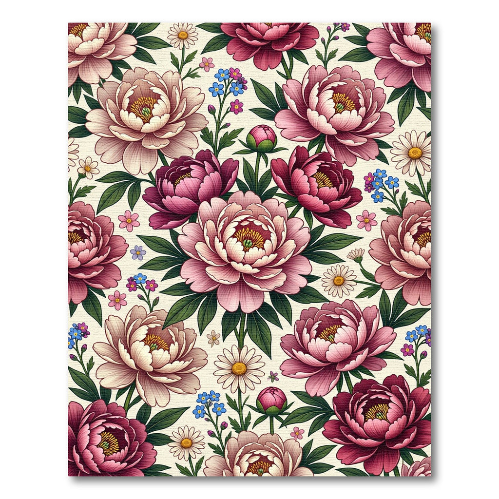 Rich Crimson Peony Garden Floral Rug