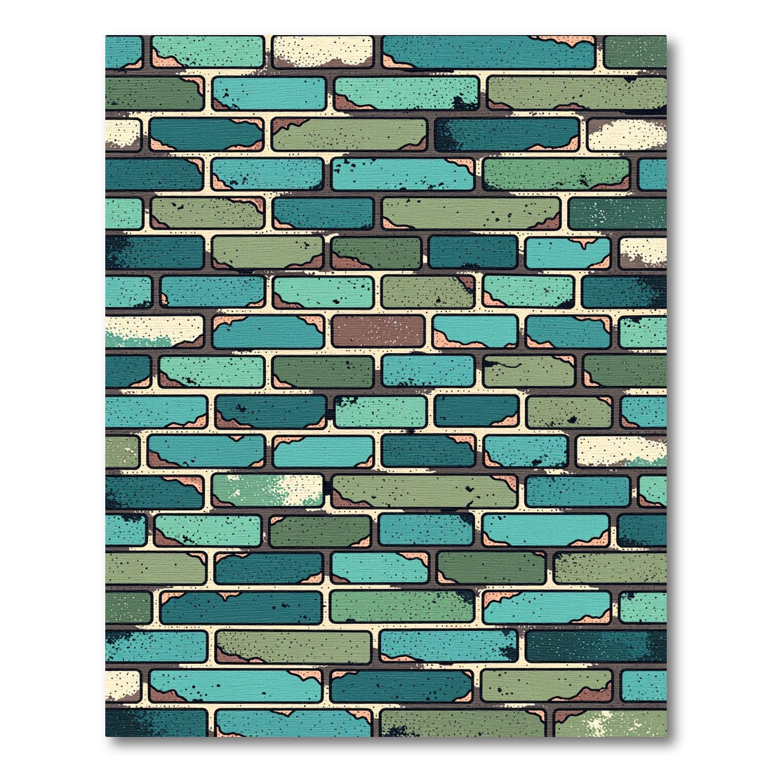 Textured Teal Green Brick Wall Rug