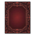 Ornate Crimson Filigree Damask Frame Rug