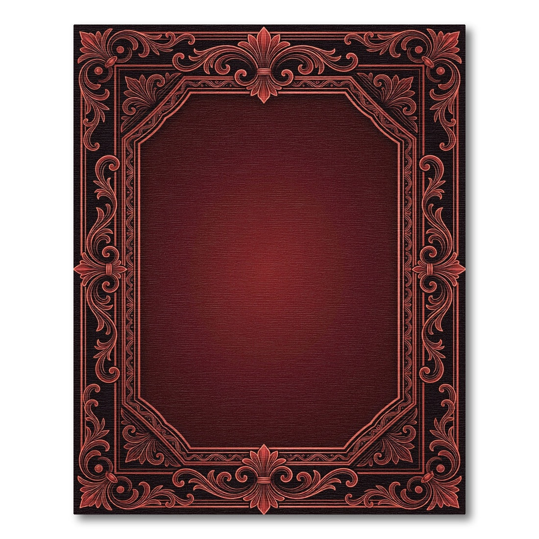 Ornate Crimson Filigree Damask Frame Rug