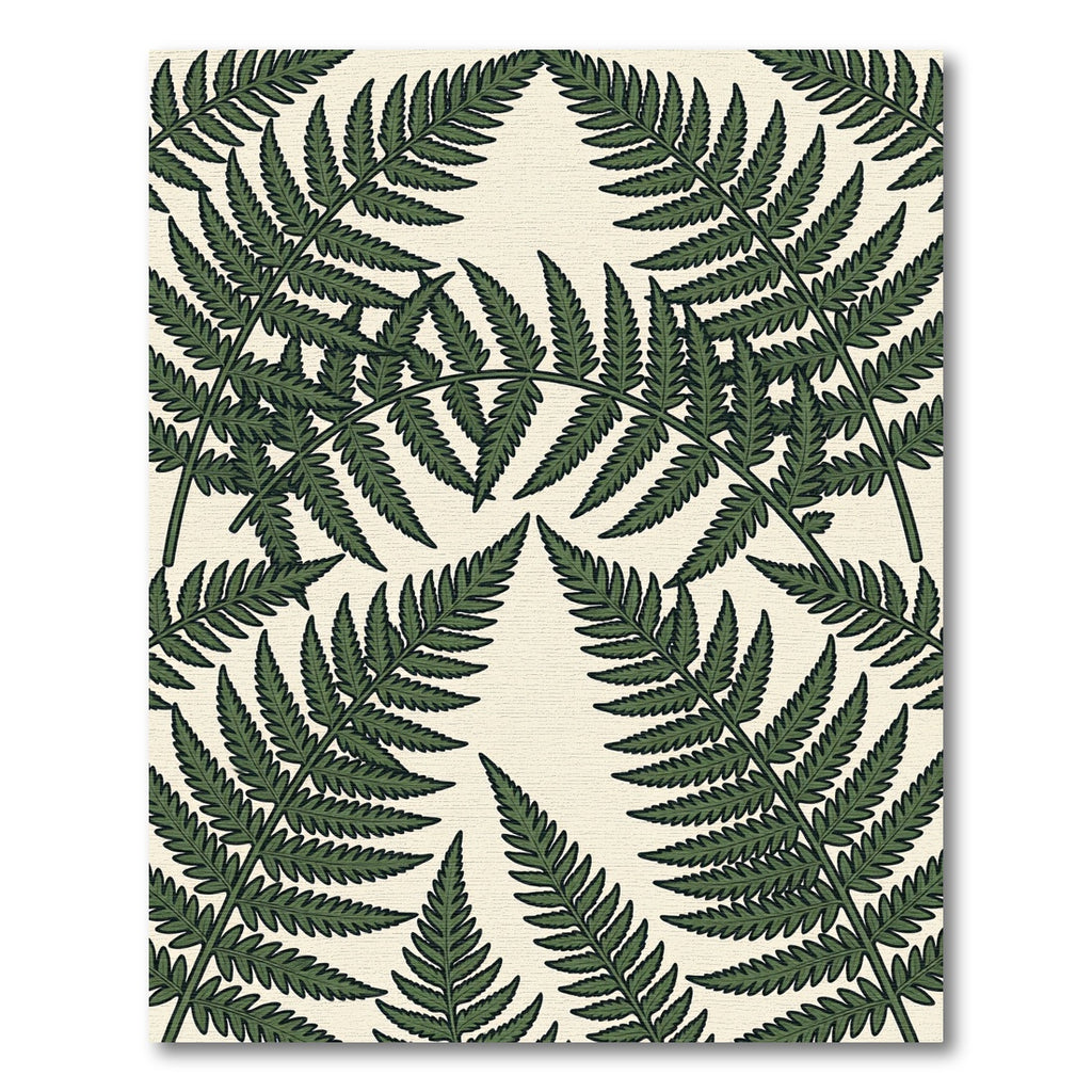 Lush Green Botanical Fern Leaf Rug