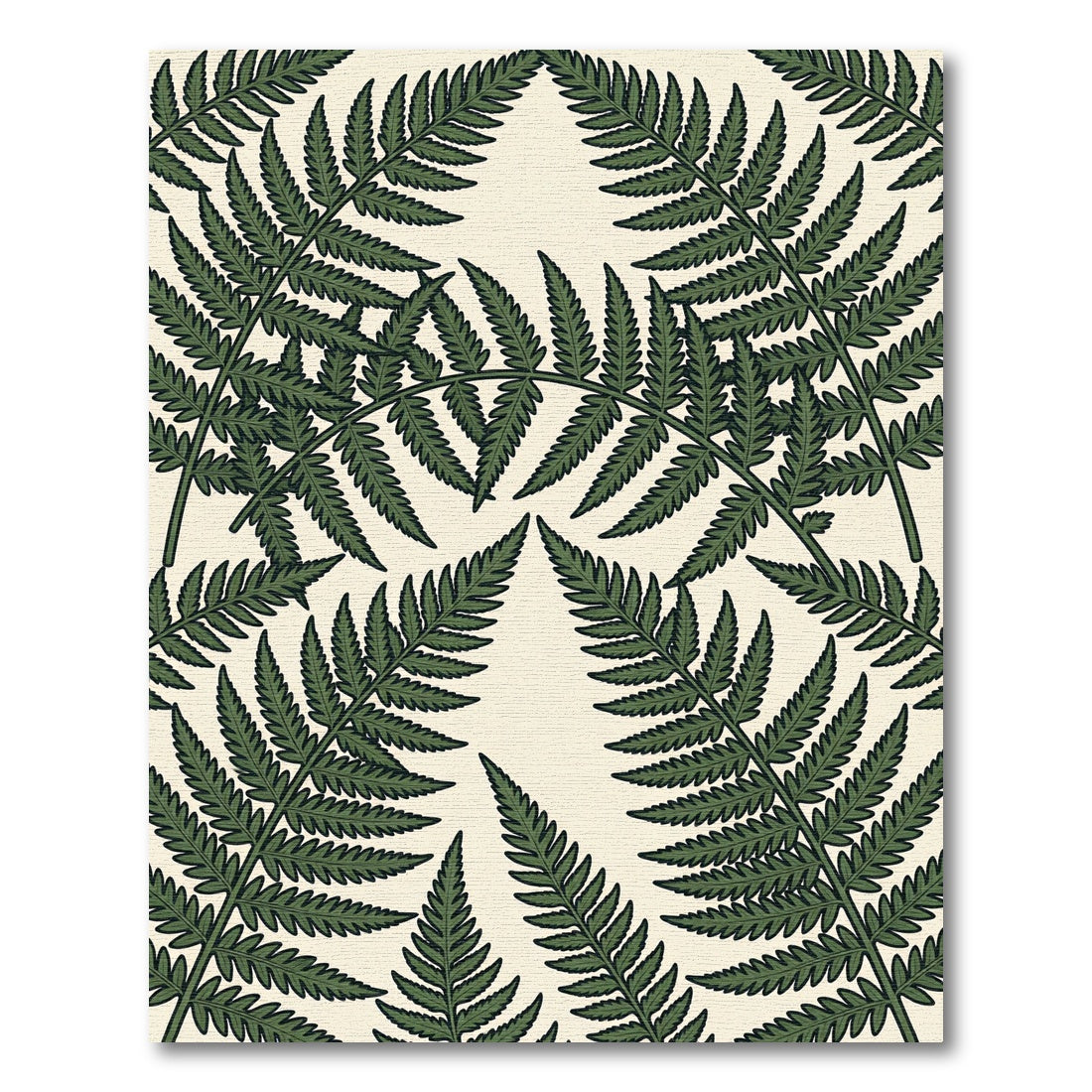 Lush Green Botanical Fern Leaf Rug