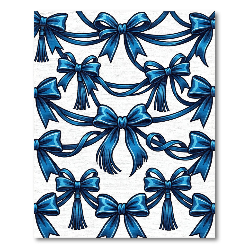 Elegant Deep Blue Bow Swag Repeat Rug