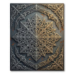 Ornate Metallic Silver and Gold Mandala Rug