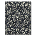 Elegant Charcoal Silver Damask Scroll Rug