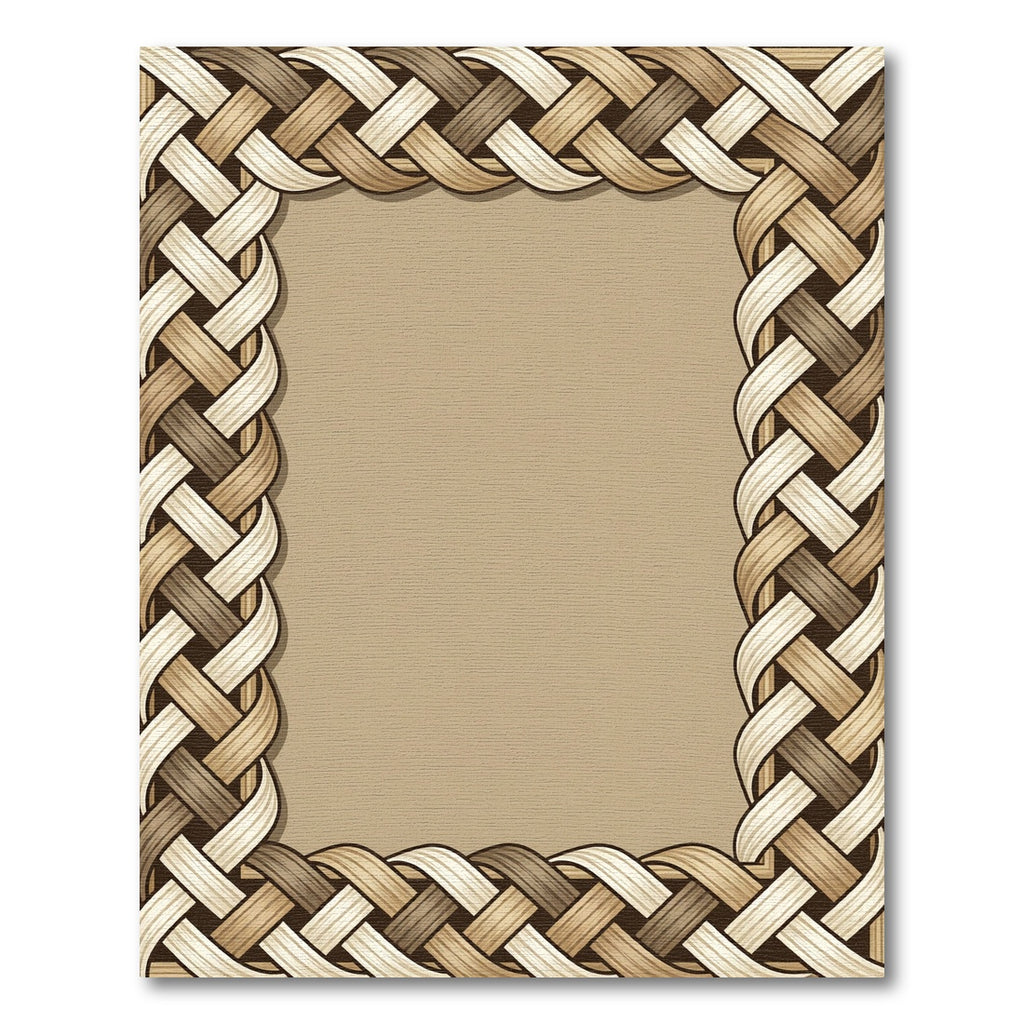 Woven Texture Beige Tan Braid Border Rug