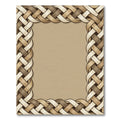Woven Texture Beige Tan Braid Border Rug